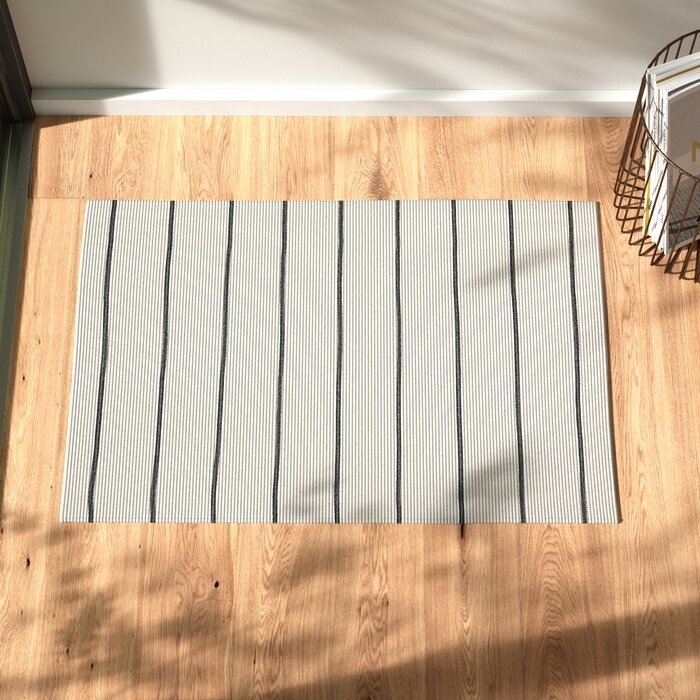 Hadden Striped Handmade Flatweave Ivory/Dark Gray Indoor / Outdoor Area Rug - Image 0