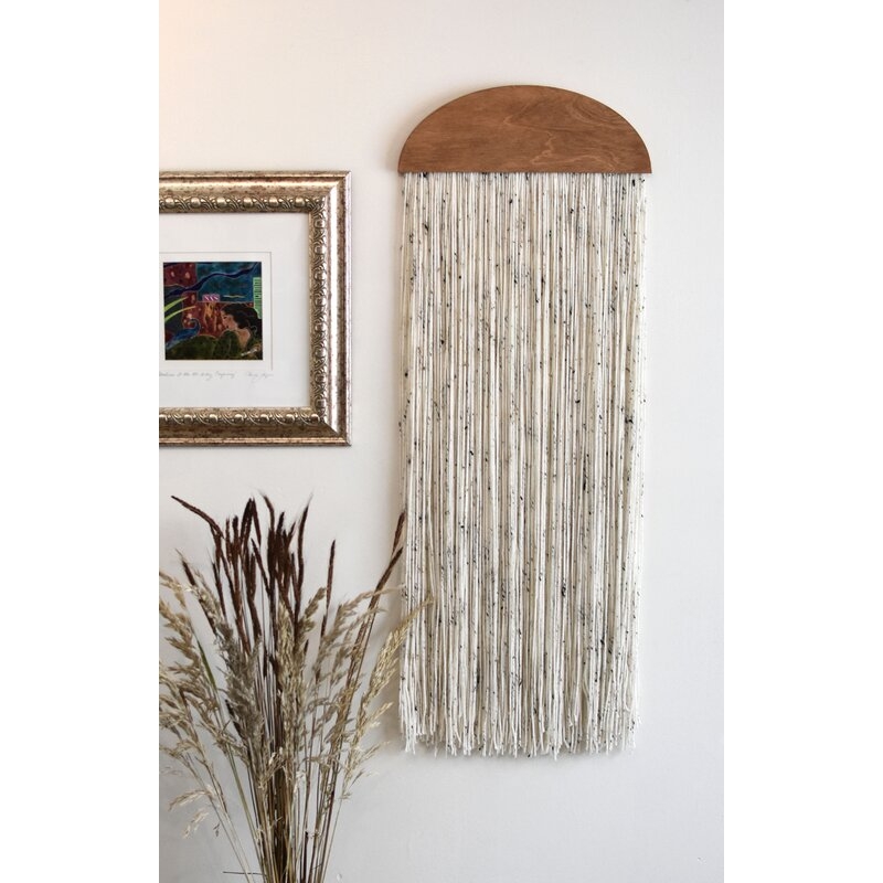 Blend Fabric Half Oval Fiber Art Wall Hanging - Image 1