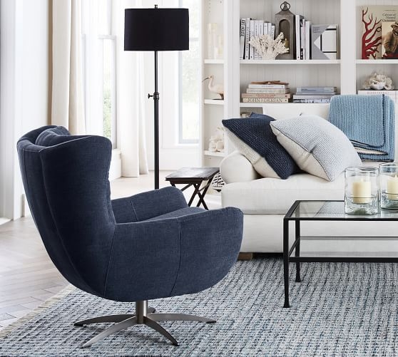 Wells Tufted Upholstered Swivel Armchair - Image 1