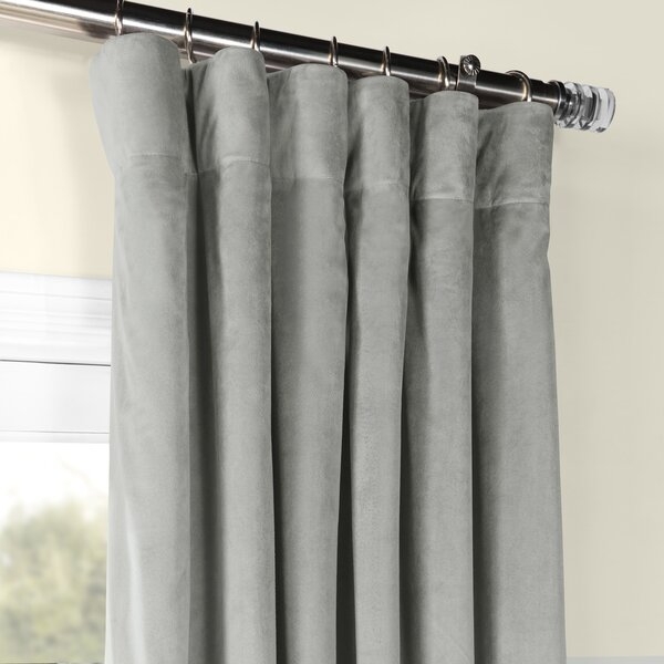 Albert Velvet Solid Blackout Thermal Rod Pocket Single Curtain Panel - 50" x 120" Silver Gray - Image 0