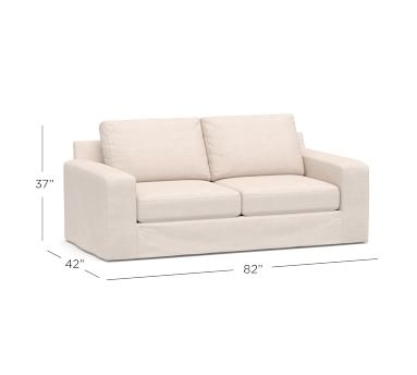 Big Sur Square Arm Slipcovered Grand Sofa 105" with Bench Cushion, Down Blend Wrapped Cushions, Performance Brushed Basketweave Ivory - Image 2