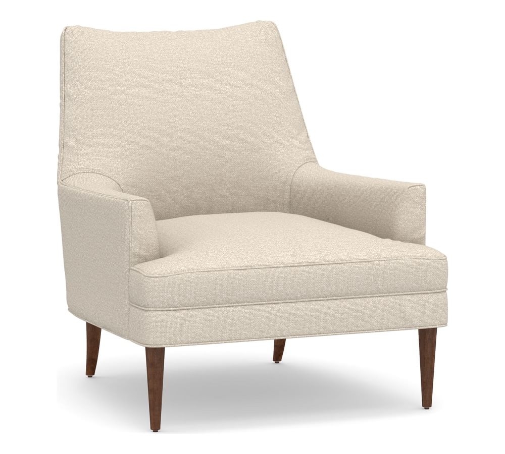 Reyes Upholstered Armchair, Polyester Wrapped Cushions, Performance Chateau Basketweave Oatmeal - Image 0