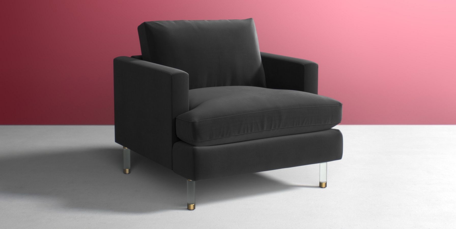 Bowen Chair, Lucite legs, Charcoal Velvet - Image 0