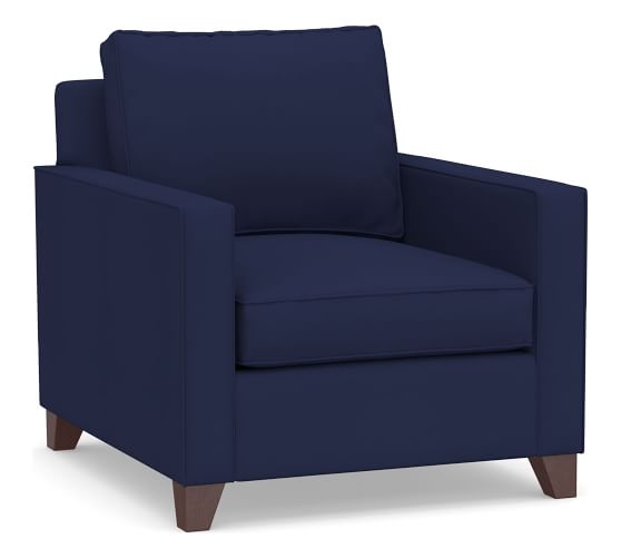 Cameron Square Arm Upholstered Deep Seat Armchair, Polyester Wrapped Cushions, Performance Twill Cadet Navy - Image 0