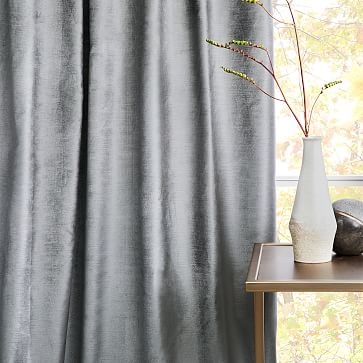 Cotton Luster Velvet Curtain, Unlined, Individual, Pewter, 48"x96" - Image 4