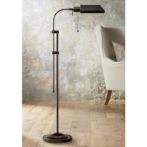 Dark Bronze Adjustable Pole Pharmacy Metal Floor Lamp - Image 1