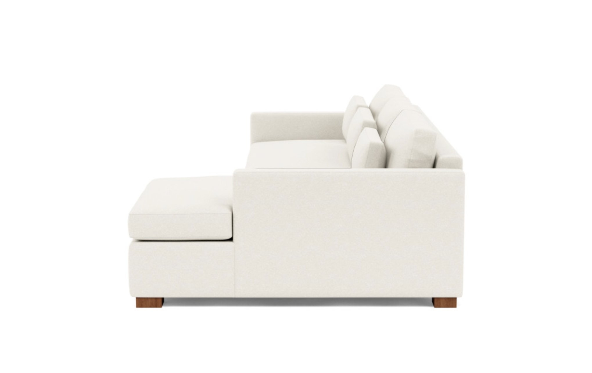 Charly Right Sectional with White Cirrus Fabric and Oiled Walnut legs - Image 3