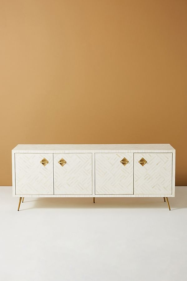 Optical Inlay Media Console By Anthropologie in Black - Image 1