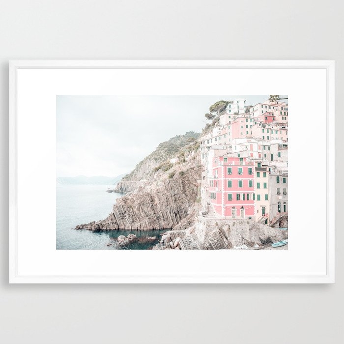 Positano, Italy pink-peach-white travel photography in hd. - Vector White - Image 0