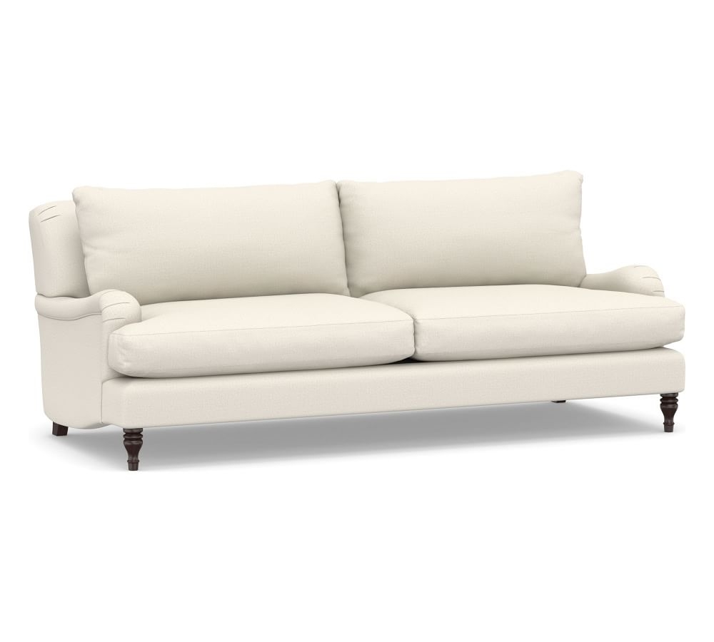 Carlisle English Arm Upholstered Grand Sofa 90", Down Blend Wrapped Cushions, Performance Heathered Tweed Ivory - Image 0