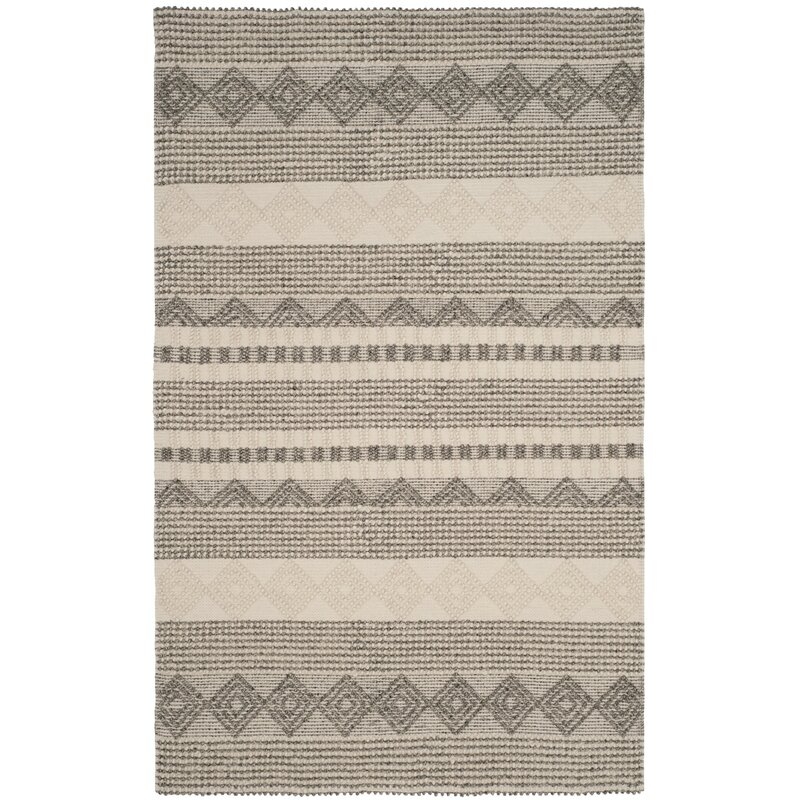 Billie Striped Handmade Flatweave Gray/Ivory Area Rug - Image 0