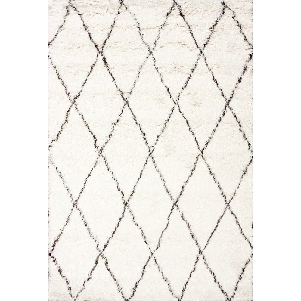 nuLOOM Handmade Plush Moroccan Trellis Wool Shag Rug - 8' x 10' - Image 0