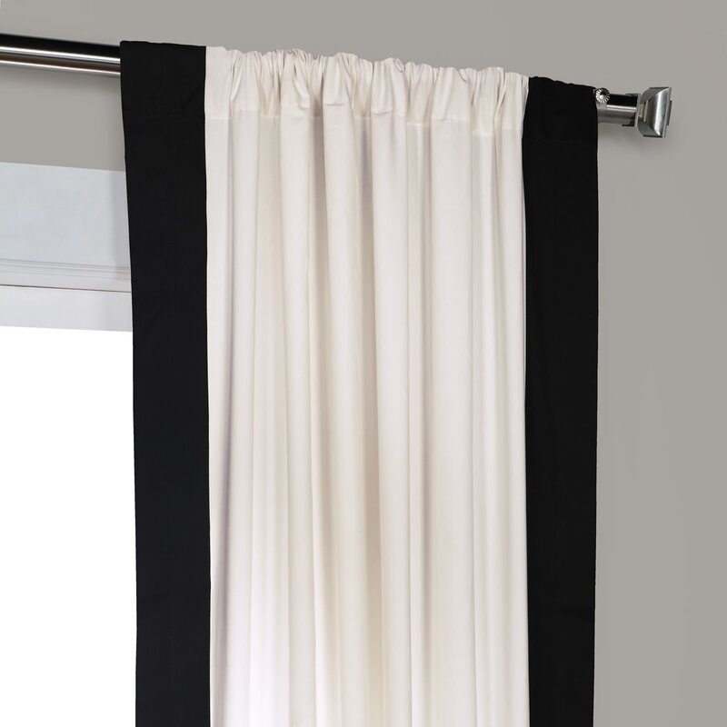 Winsor Cotton Solid Light Filtering Rod Pocket Single Curtain Panel in Black - 50"x96" - Image 2