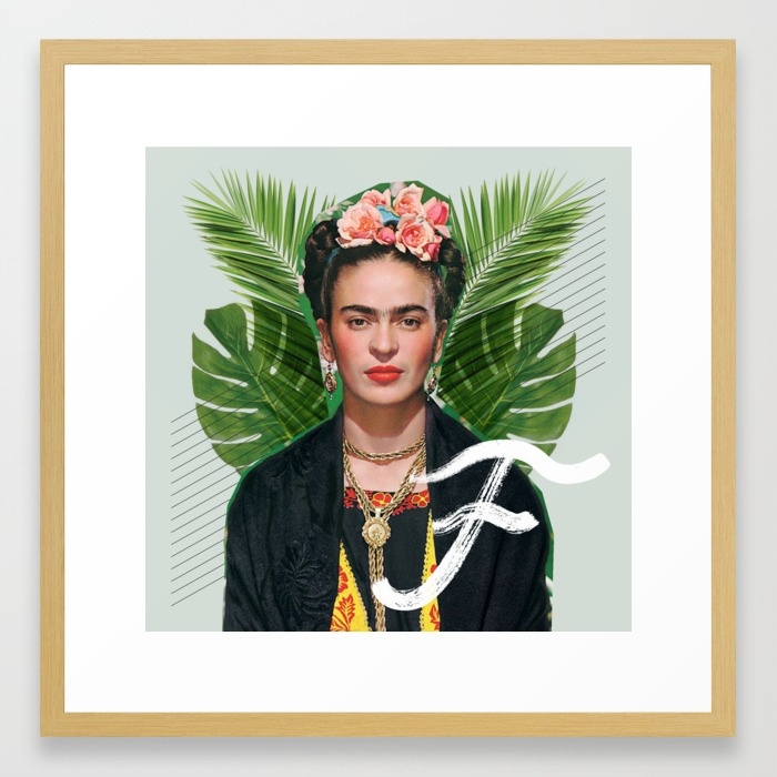Frida Kahlo Framed Art Print 67 by Libbie Bischoff- 22" X 22"- Conservation Natural - Image 0