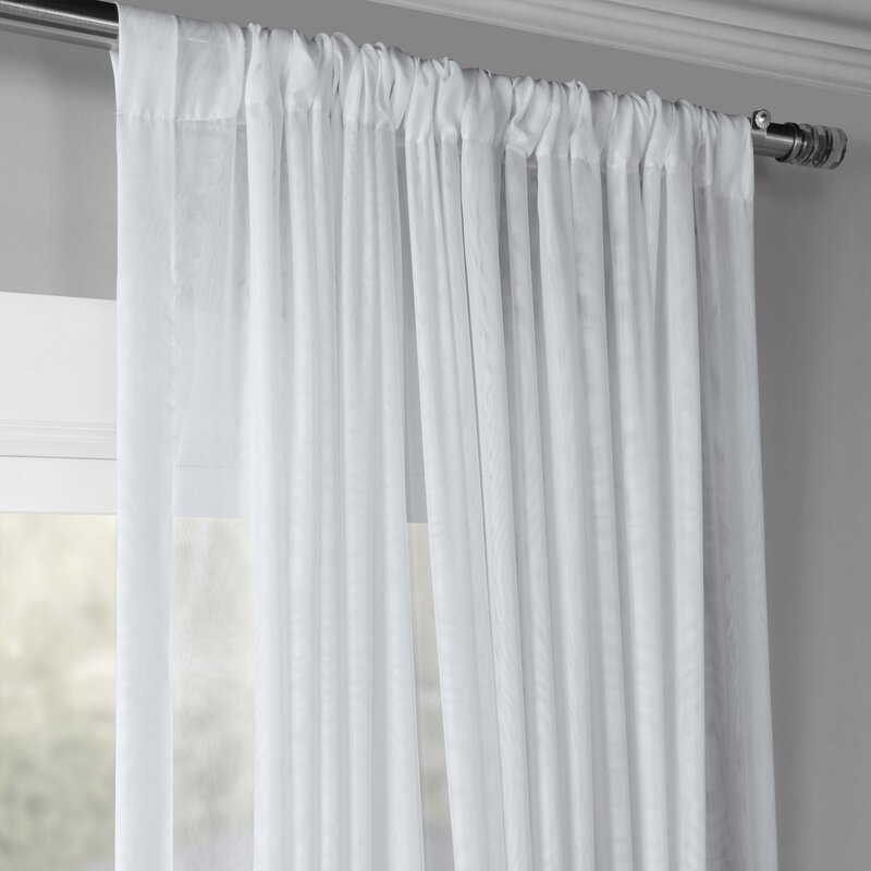 Apollo Extra Wide Double Layered Solid Color Sheer Rod Pocket Single Curtain Panel - Image 0