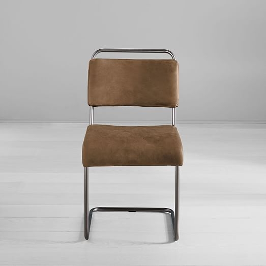 Industrial Cantilever Leather Chair, Mansum Leather, Sand/Gunmetal - Image 1