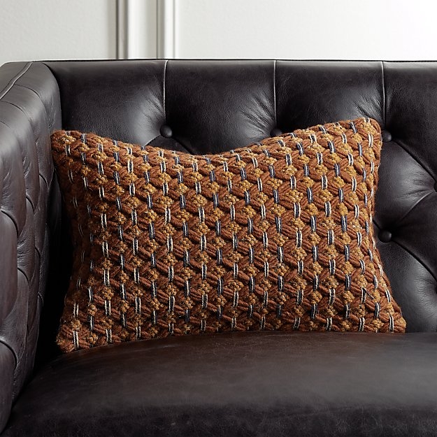 18"X12" GEEMA COPPER WOVEN PILLOW WITH DOWN-ALTERNATIVE INSERT - Image 1