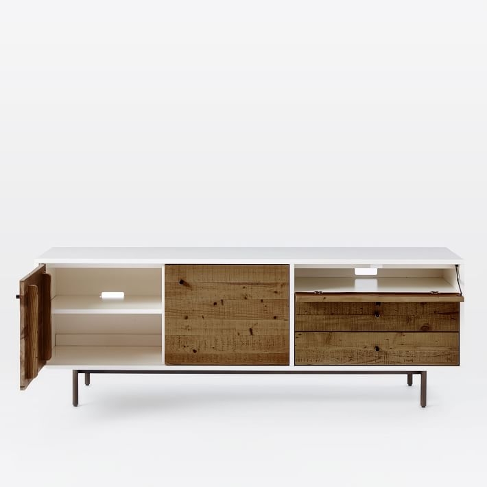Reclaimed Wood + Lacquer Media Console (70") - White - Image 5