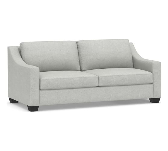 York Slope Upholstered Sofa 80", Down Blend Wrapped Cushions, Basketweave Slub Ash - Image 1