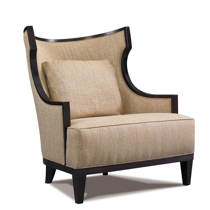 Precedent Furniture Laurie Lounge Chair Upholstery Color: Luxor Ebony, Leg Color: Kahlua - Image 0