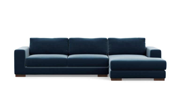 Henry Chaise Sectional with Sapphire Fabric and Oiled Walnut legs - Image 0