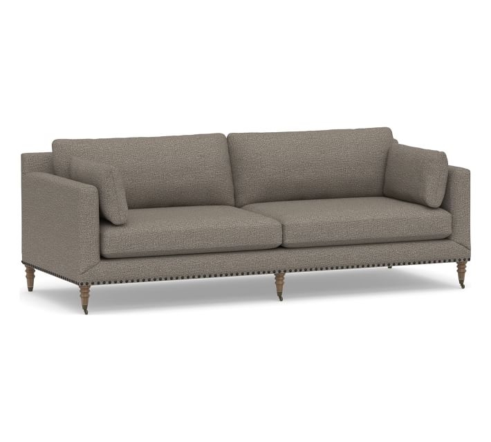 Tallulah Upholstered Grand Sofa 95", Down Blend Wrapped Cushions, Performance Chateau Basketweave Light Gray - Image 0