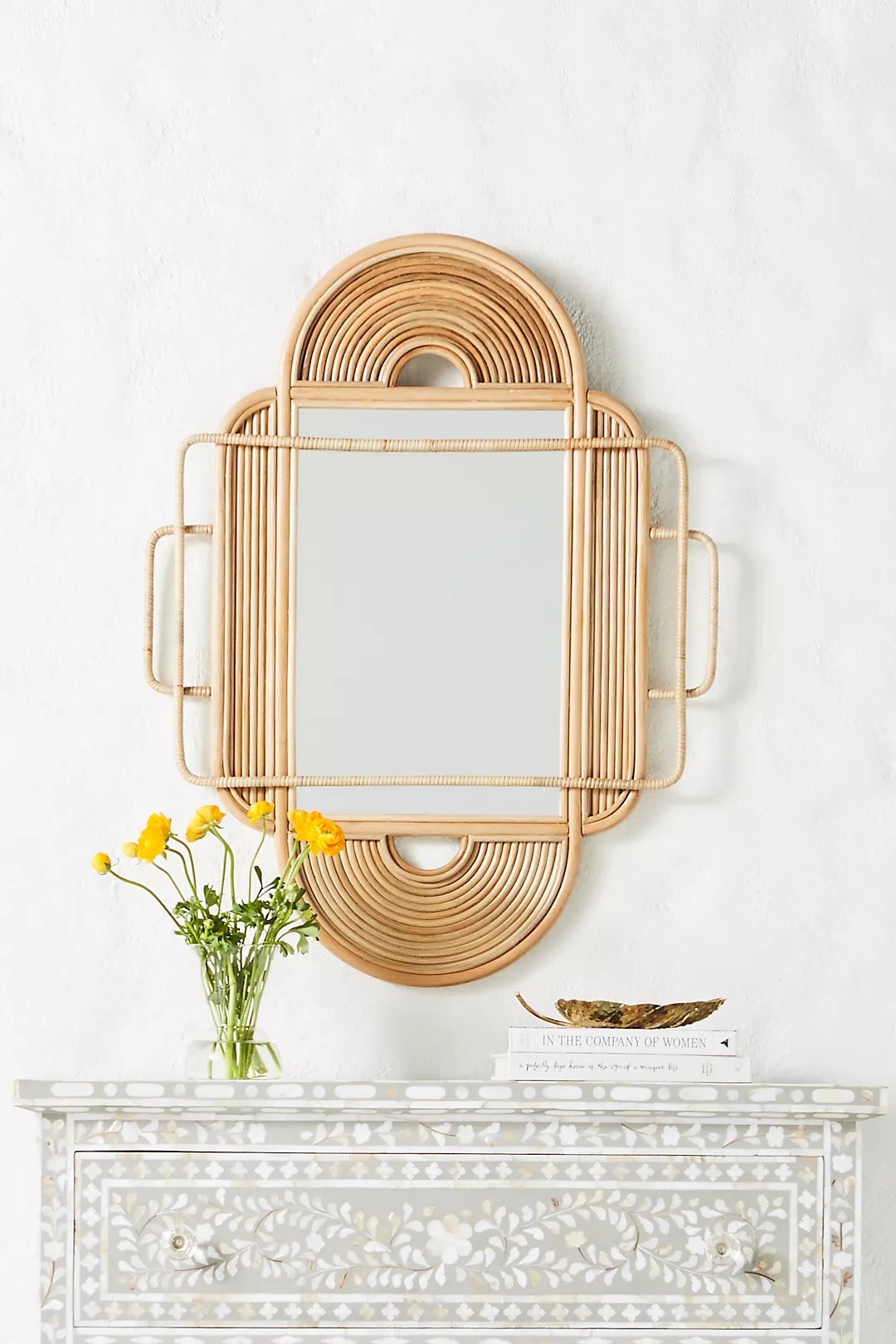 Sculpted Rattan Mirror - Image 1