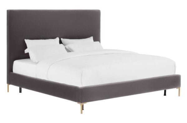 Delilah Grey Velvet Bed in King - Image 0