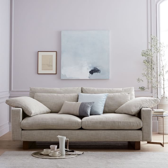 Harmony Sofa Walnut Leg, 82" Length, Standard 41"Depth, Eco Weave Upholstery - Image 1