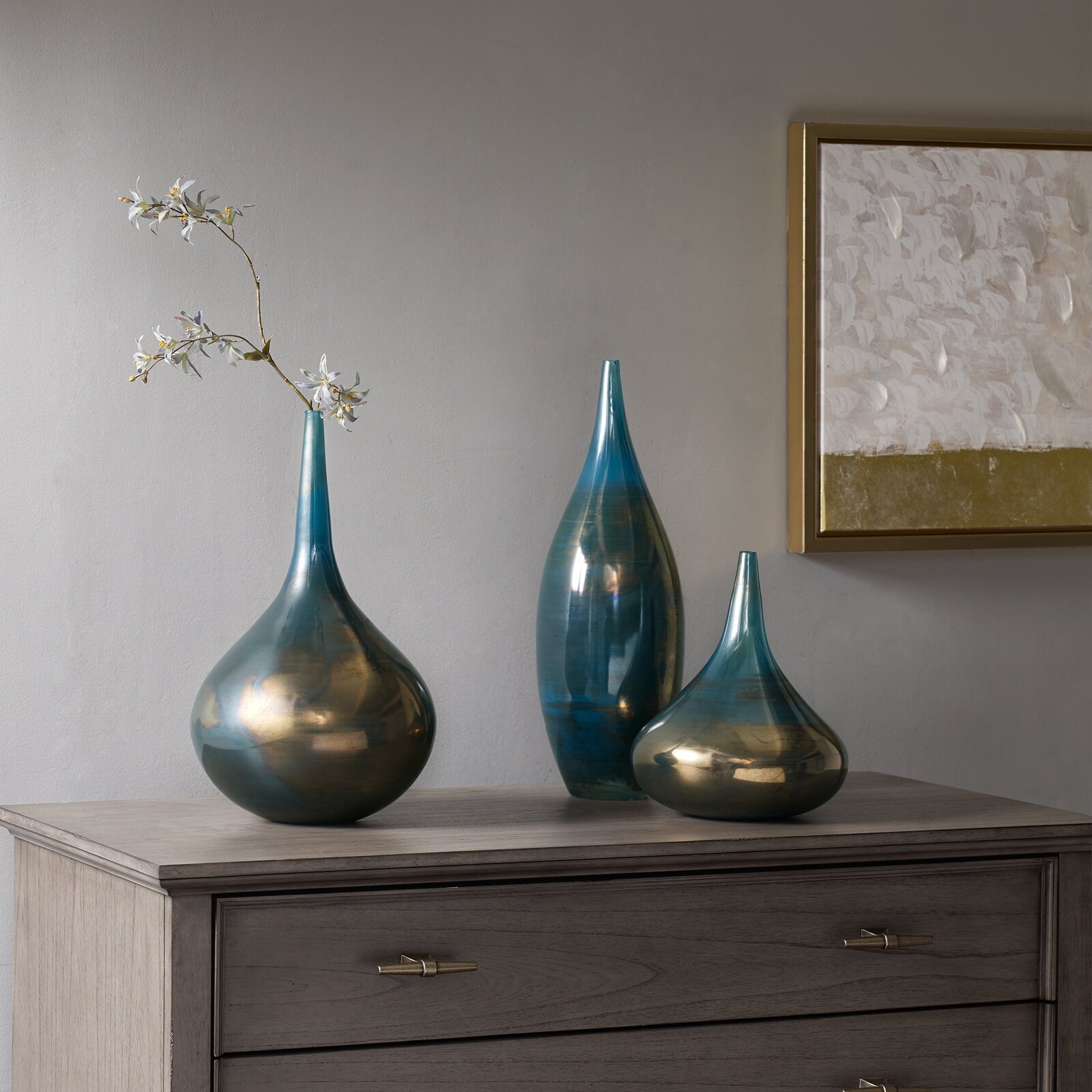 3 Piece Aurora Glass Table Vase Set - Image 2