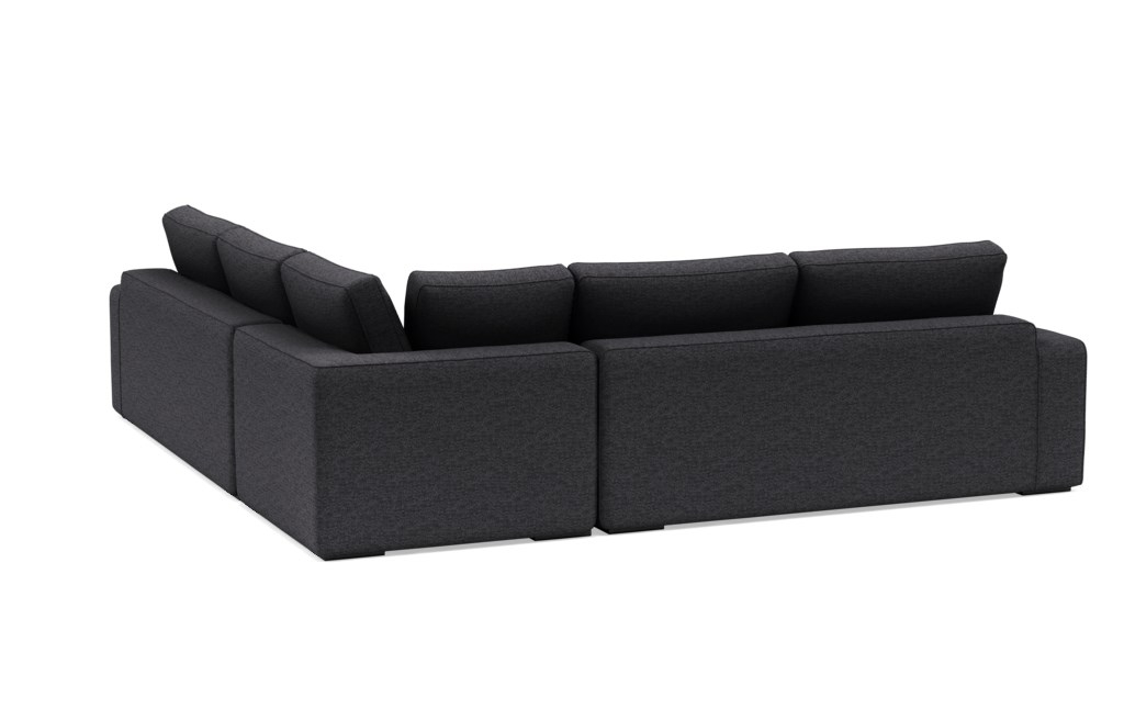 AINSLEY Corner Sectional - Coal Heathered Weave - Matte Black Legs - 113" Size - Bench Cushion - Double Down Fill - Image 2