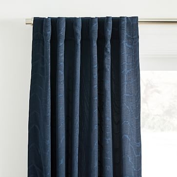 Faux Silk Moire Curtain, Midnight, 48"x96" - Image 1