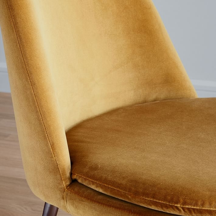 Finley Low-Back Upholstered Dining Chair, Astor Velvet, Saffron, Gunmetal, Set of 2 - Image 2