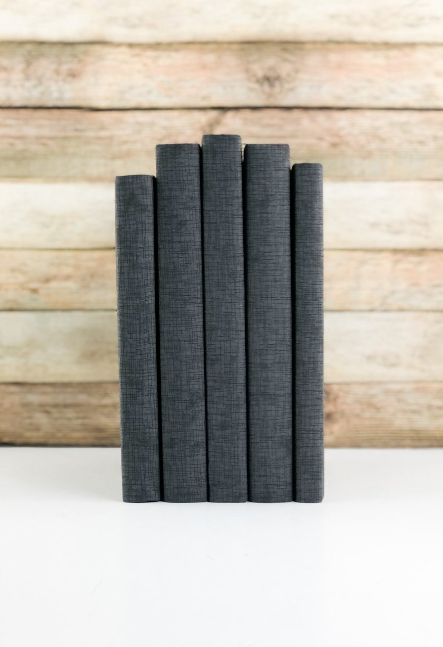 Decorative Books, Textured Dark Gray, Set of 5 - Image 0