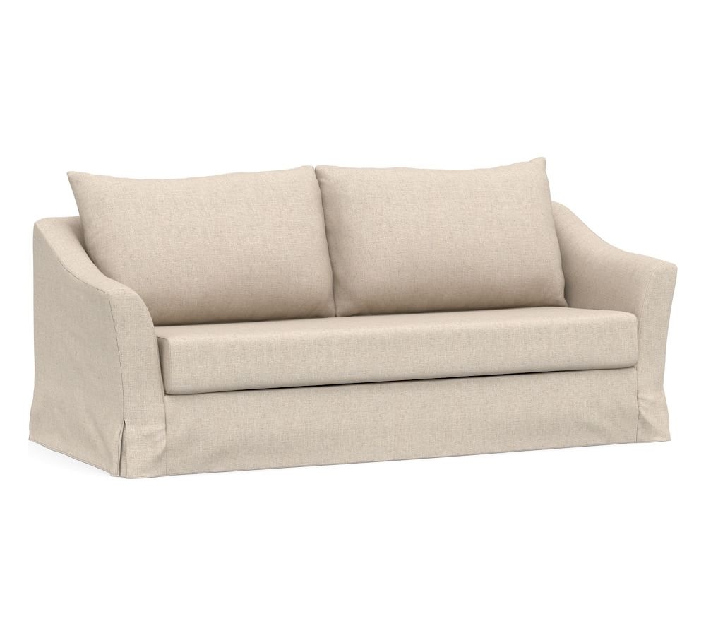 SoMa Brady Slope Arm Slipcovered Sleeper Sofa, Polyester Wrapped Cushions, Performance Everydaylinen(TM) by Crypton(R) Home Oatmeal - Image 0