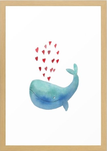 Loving Whale - 15 x 21 natural frame - Image 0