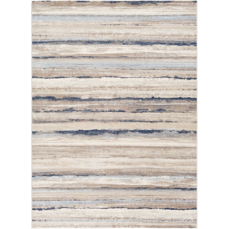 Behan Striped Area Rug in Light Blue/Off-White/Gray - Image 0