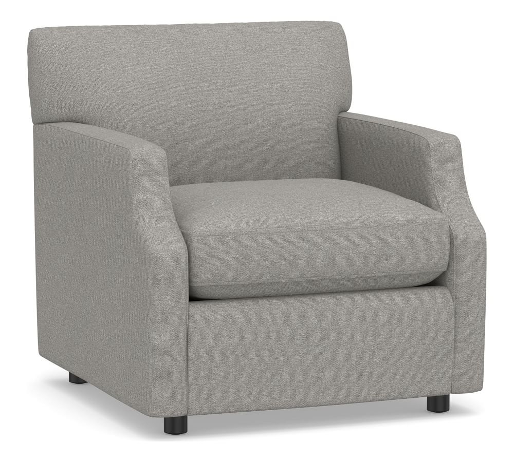 SoMa Hazel Upholstered Armchair, Polyester Wrapped Cushions, Performance Heathered Basketweave Platinum - Image 0