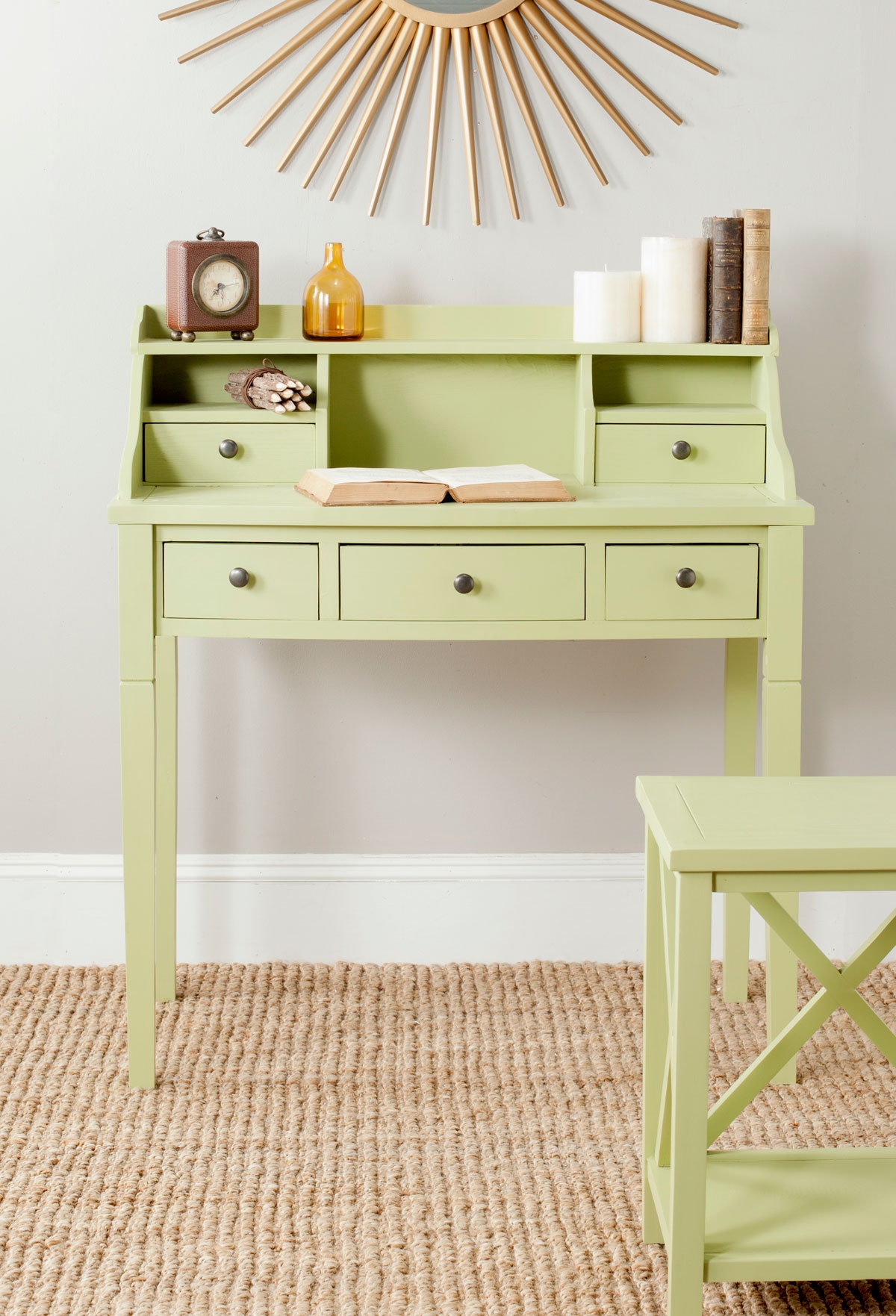 Landon 5 Drawer Writing Desk - Split Pea - Safavieh - Image 0