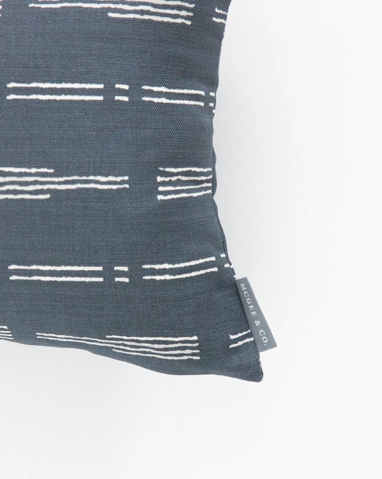 NIK BROKEN STRIPE PILLOW COVER WITHOUT INSERT, NAVY, 12" x 24" - Image 1