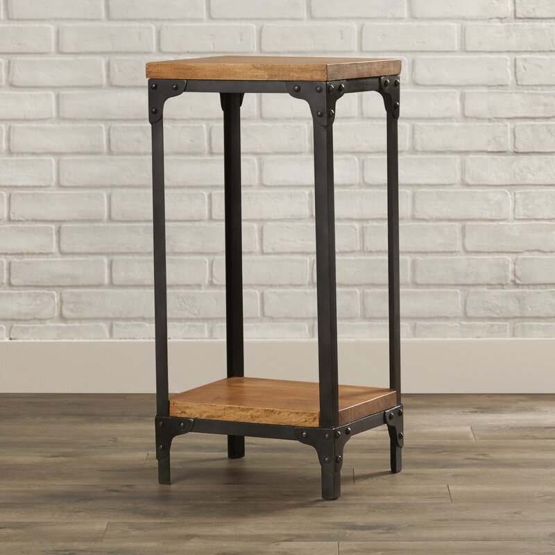 Industrial Chic Solid Wood End Table - Image 2