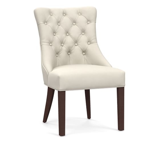 Hayes Leather Dining Side Chair, Espresso Leg, Signature Chalk - Image 0