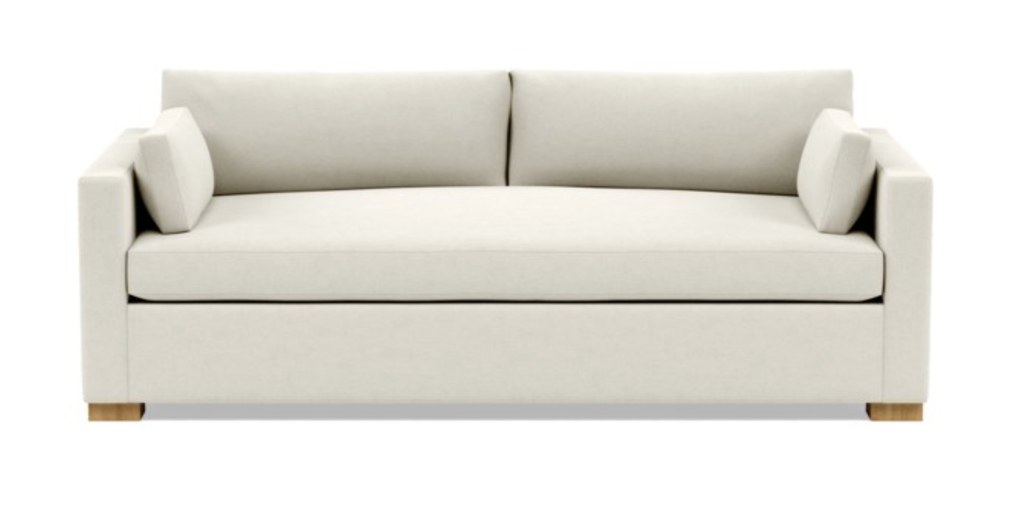 Charly Sofa with White Chalk Fabric, down alternative cushions, and Natural Oak legs - Image 0