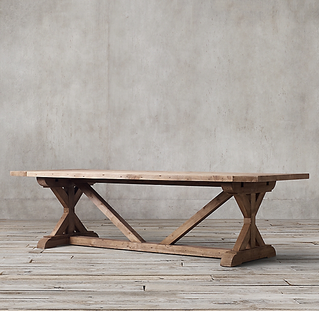 SALVAGED WOOD X-BASE RECTANGULAR EXTENSION DINING TABLE 84" - Image 2