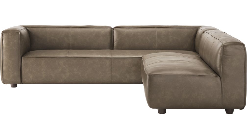 Lenyx Bello Grey Leather 2-Piece Sectional - Image 0