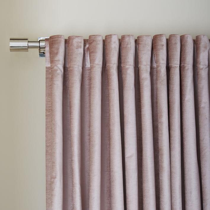 Cotton Luster Velvet Curtain, Dusty Blush, 48"x96" Unlined-Individual - Image 3
