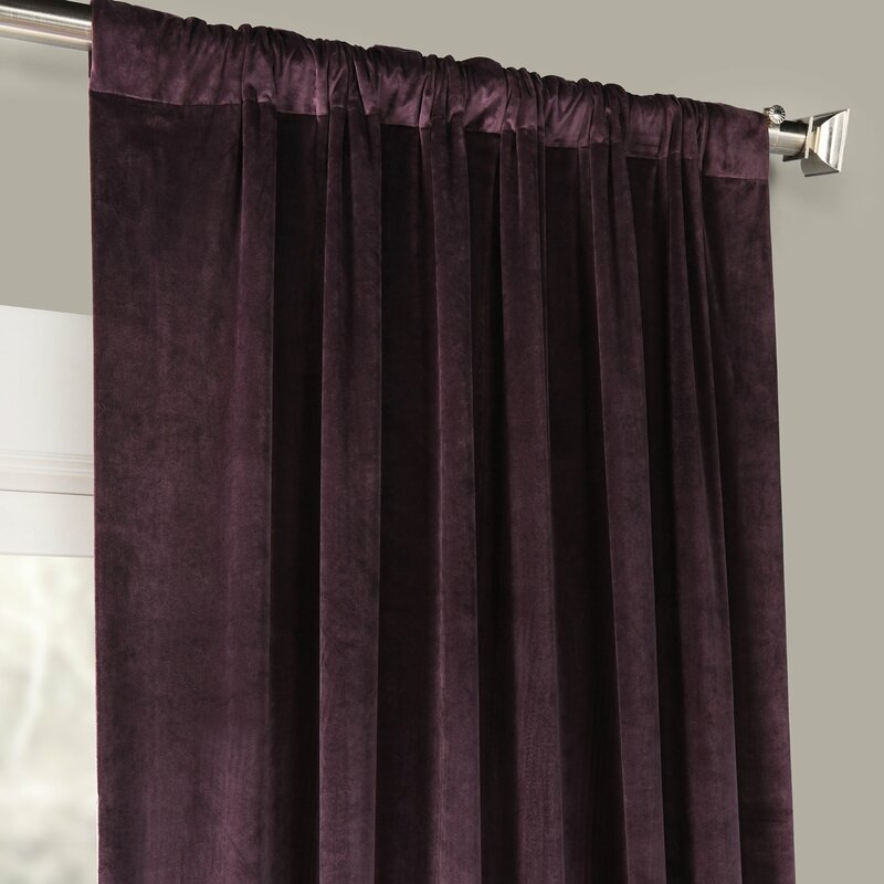 Livia Velvet Solid Color Room Darkening Thermal Rod Pocket Curtain Panel - Image 1