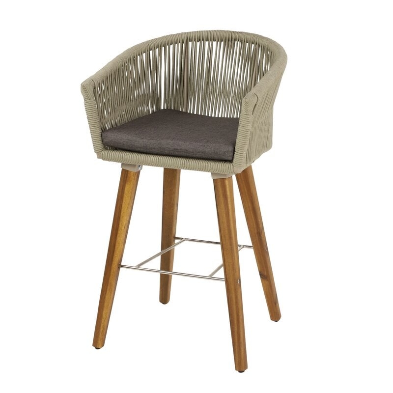 Baum Indoor/Outdoor Patio Bar Stool with Cushion - Image 0