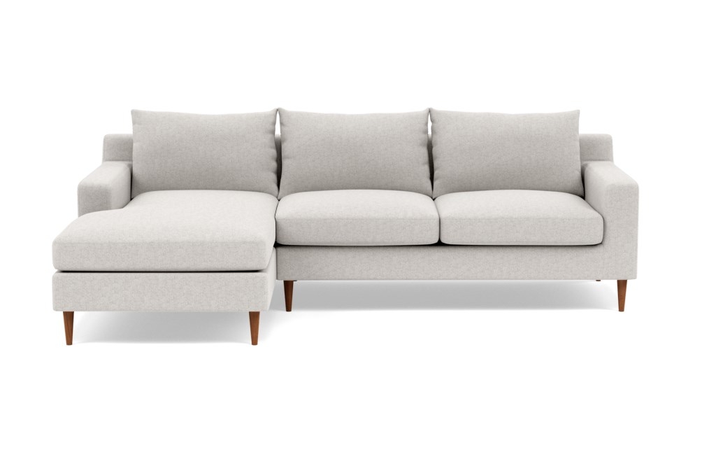 SLOAN Sectional Sofa with Left Chaise, Pebble, Oiled Walnut Tapered legs - Image 0