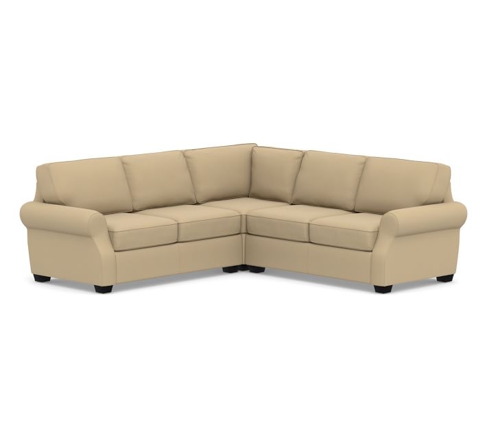 SoMa Fremont Roll Arm Upholstered 3-Piece L-Shaped Corner Sectional, Polyester Wrapped Cushions, Performance Everydaysuede(TM) Light Wheat - Image 0